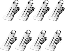 Sterke Wasknijpers - Kleding Klemmen - Kleding Ophangen - Roestvrij Staal - 8 Stuks - Wit — thumbnail 1