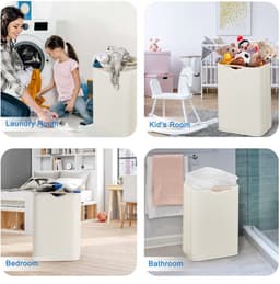 Dailygoods- Wasmand 60 Liter - Opvouwbaar - Beige - Multifunctioneel - Rectangular - Duurzaam katoenlinnen - Wascontainer — thumbnail 4