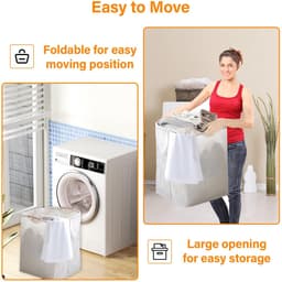 Dailygoods- Wasmand 60 Liter - Opvouwbaar - Beige - Multifunctioneel - Rectangular - Duurzaam katoenlinnen - Wascontainer — thumbnail 5