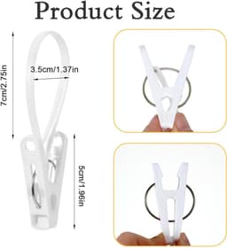 30 stuks - Kledingknijpers - Wasknijpers - Sokkenknijpers - Winddichte knijpers - met kunststof ophangtouw - voor babykleding, broeken, sokken en handdoeken - 5*3,5 cm - wit — thumbnail 5