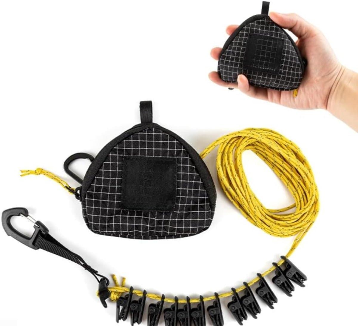Draagbare Waslijn - Reis Waslijn - Buiten Droge Kleding - Met Clips - 35 Meter - Zwart — afbeelding 1