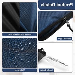 Vouwbare waszakken voor vuile kleding, herbruikbare en waterdichte tassen met rits voor zwemmen, yoga en reizen - 4 stuks (blauw en zwart) — thumbnail 5