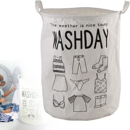 Wasmand - Opbergmand 60 ltr - Wasbox Opvouwbaar - Mand Rond met handvaten - Speelgoedmand - Wassorteerder - Woon Accessoires - Stoffen Wasmand - Ideaal voor Wasmiddel, Speelgoed & Huisdierbenodigdheden — thumbnail 1