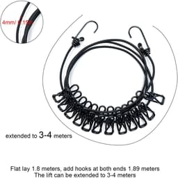 Cosensi - Travel Clothesline - Camping-Kledinglijn - Windbestendig - 1.8 meter - Binnen en Buiten - Inclusief 12 knijpers - Geschikt voor Camping e... — thumbnail 5