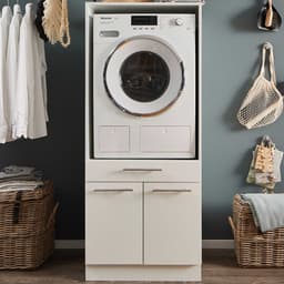 Wasmachinekast Laundreezy In Wit 68 X 68 X 162 Cm - Emob - Wasmachine Ombouw - Wit - MDF — thumbnail 1