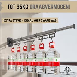 Woning Decor® Droogrek 127cm – Inklapbaar Wanddroogrek – Muur Wasrek – Droogrek Hangend - Voor Binnen en Buiten – Duurzaam & Ruimtebesparend — thumbnail 5