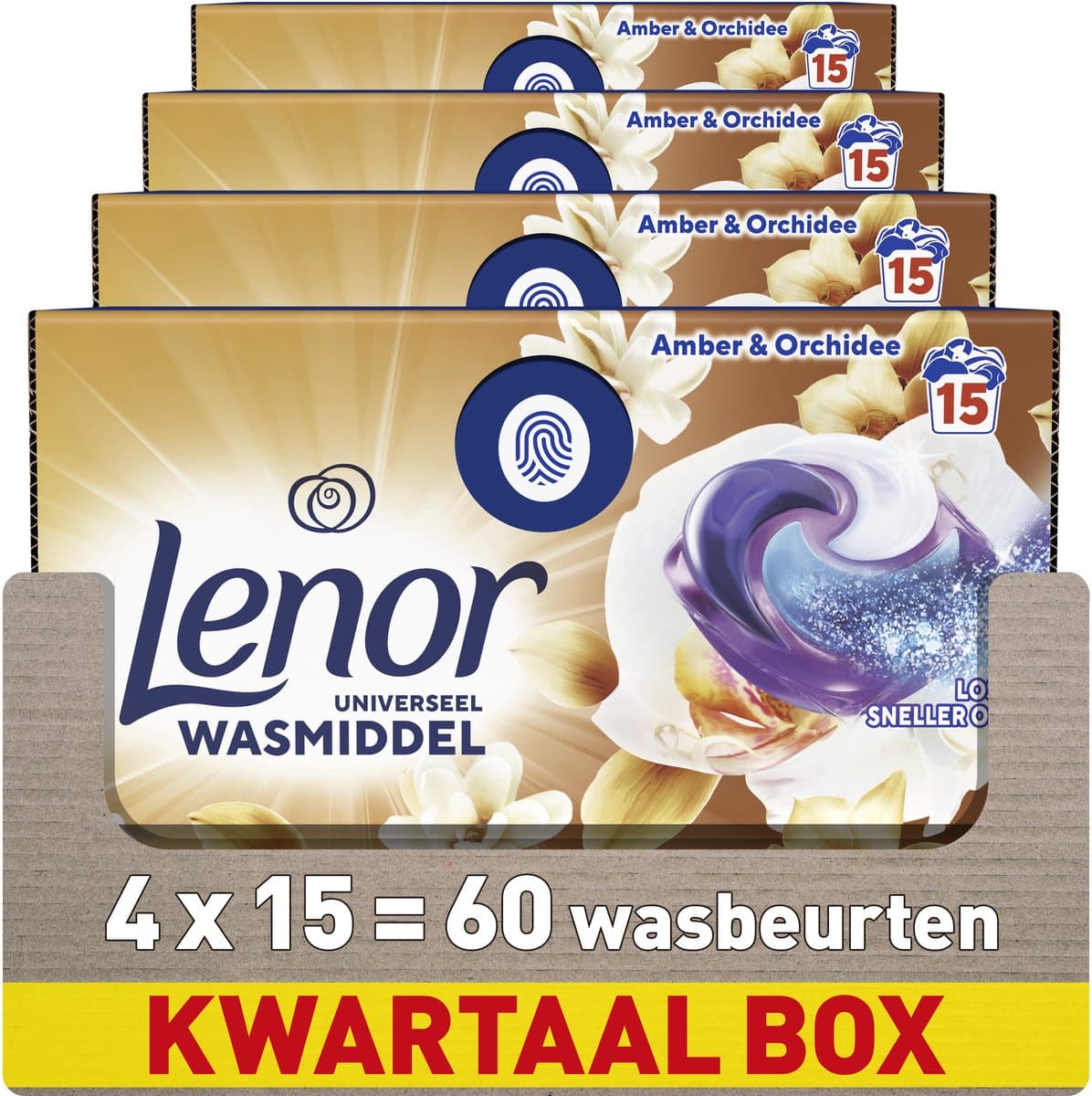 Lenor Wasmiddel All-in-1 Pods Amber & Orchidee - 4 x 15 stuks — afbeelding 1