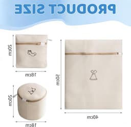 Set van 3 wasnetten voor voorzichtig wassen en opbergen van lingerie, sokken en ondergoed met ritssluiting — thumbnail 5