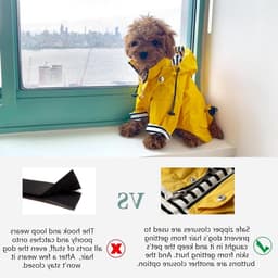 Hondenregenjas met Rits en Reflecterende Knopen, Waterafstotend en Verstelbare Trekkoord, Verwijderbare Kap, Stijlvolle Premium Hondenregenjassen - Verkrijgbaar in Maten XS tot XXL - Geel - S — thumbnail 2