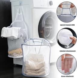 Hangende wasmand - multifunctioneel - set van 2 - grijs en wit - polyester — thumbnail 2