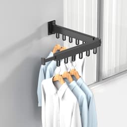 Opvouwbaar Wanddroogrek met Haakjes - Sterke Kledingdroger voor Binnen en Buiten, Ruimtebesparend Droogrek voor Balkon, Badkamer en Slaapkamer — thumbnail 1