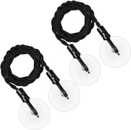 2-delige uitschuifbare waslijn - waslijn - waslijndraad - Draagbare waslijn - Waslijn met zuignappen- Waslijn voor binnen en buiten - 150 cm - Zwart - Nylon — thumbnail 1