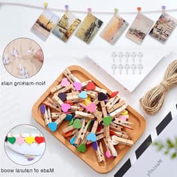 150 Stuks Mini Houten Haringen Hartvorm met Jute Touw en Geen Spoor Nagels voor Bruiloft en Feestdecoratie — thumbnail 5