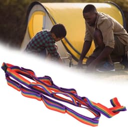 Hangend Waslijn - Kampeer Touw - Buiten Droge - Verstelbare Lengte - 186 cm - Kleurrijk — thumbnail 3