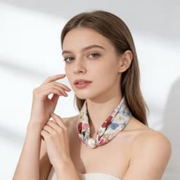 Sjaaltje - Scarf- Accessories - Dames- Bandana's- Halsdoek - Imitatie Zijde- Gekleurde - Bloemen - Magneet - Parel — thumbnail 2