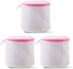 Waszakken voor bh's - 3-delige set - Met ritssluiting - Waszakken van mesh - Cilindrische waszakken geschikt voor bh's, ondergoed, sokken en reiskleding - Wit — thumbnail 4