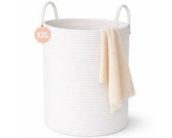Woning Decor® Wasmand 100L XXL – Katoenen Wasmand – Opbergmand – Wassorteerder – Wit — afbeelding 1