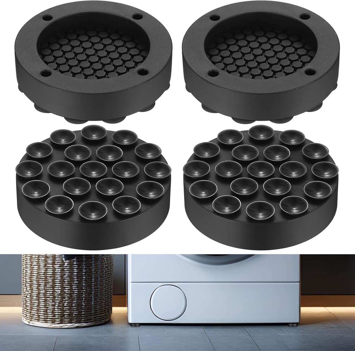 Vibratie demper wasmachine 4 stuks - anti-vibratie mat - universele demper voeten - vermindert trillingen - m-winkel — afbeelding 1