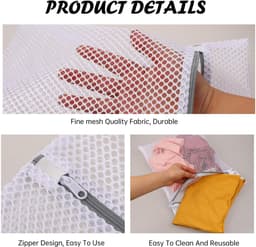 Dailygoods - Waszakken - Herbruikbare wasnetten - Met ritssluiting - 30 x 40 cm - Voor wasmachine - Bescherming kleding - Ideaal voor delicate stoffen — thumbnail 4