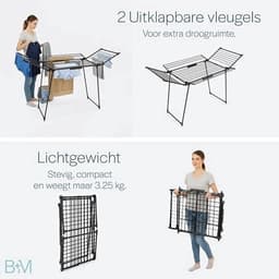 Inklapbaar droogrek met wasmand en knijpers - 25 meter drooglengte - Zwart — thumbnail 2