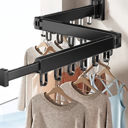 Wanddroogrek - zwart - inklapbaar - 18 haken - 126 cm — thumbnail 5