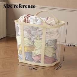 Ulisem - Opvouwbare wasmand - 41 liter nylon gaas - Met stevige handvatten - 4 ophangpunten - Herbruikbaar - Lichtgewicht en draagbaar - Geschikt voor reizen en slaapzaal - Ademend design - Geel — thumbnail 4