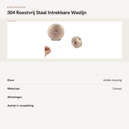 Dailygoods- Waslijn Intrekbaar - Telescopisch Wandgemonteerd tot 2,8 m - Ruimtebesparend Droogrek - Voor Binnen/Buiten - Duurzaam Roestvrij Staal - Geschikt voor Terrassen en Balkons — thumbnail 5