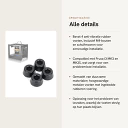Dailygoods- Rubber Voeten Anti-vibratie - 3D Printer Accessoires - Geschikt voor Prusa i3 MK3/MK3S - Duurzaam - Inclusief M4 Bouten - Eenvoudige Installatie - 3D Printer Onderdelen — thumbnail 3