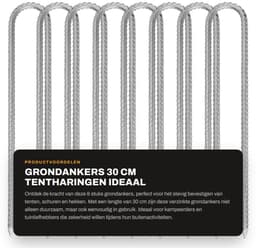 Dailygoods- Grondankers 30 cm - 8 Stuks - Verzonken Haringen - Beitelpunt - Antislip Haak - Geschikt voor Tenten en Hekken - Tentankers — thumbnail 4