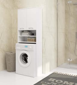 AKORD Washing Machine Cabinets, W64 x H180 x D30 cm, Conversion Cabinet with Storage Compartment, 2 Doors, 2 Open Storage Compartments, Dryer, Washing Machine Cabinet, Weight 30 kg — thumbnail 4