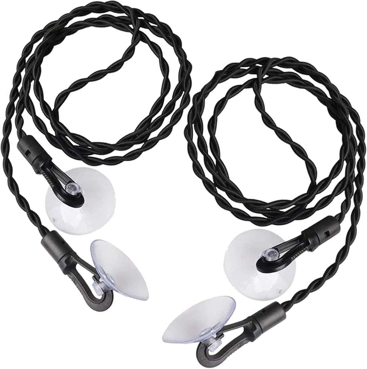 Reiswaslijn - 2 stuks - Met haken en zuignap - Draagbare elastische waslijn - Winddichte hanger voor buiten kamperen - Uitschuifbare waslijn - Waslijn - Voor buiten kamperen, wasdrogen - 3 m - Zwart — afbeelding 1