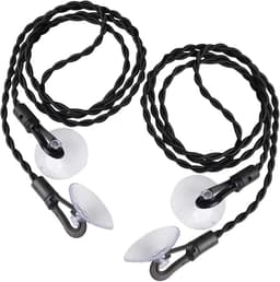 Reiswaslijn - 2 stuks - Met haken en zuignap - Draagbare elastische waslijn - Winddichte hanger voor buiten kamperen - Uitschuifbare waslijn - Waslijn - Voor buiten kamperen, wasdrogen - 3 m - Zwart — thumbnail 1