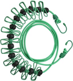 Waslijn met clips - Reis droogrek - Kleding drogen - Winddicht ontwerp - 1.7 meter - Groen — thumbnail 5