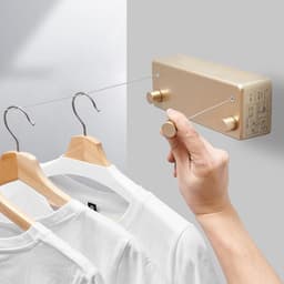 Intrekbare Waslijn - Droogrek Waslijn - Kleding Drogen - Dubbele Lijn - 4.2m - Goud — thumbnail 1