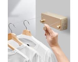 Intrekbare Waslijn - Droogrek Waslijn - Kleding Drogen - Dubbele Lijn - 4.2m - Goud