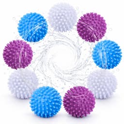 Set van 9 Drogerballen voor Wasdrogers, Wasballen voor Donsjassen, Herbruikbare Drogerballen, Droogballen, Wasballen voor Wasmachine, Drogerballen voor Huishoudelijke Kleding (Blauw, Wit, Paars) — thumbnail 1