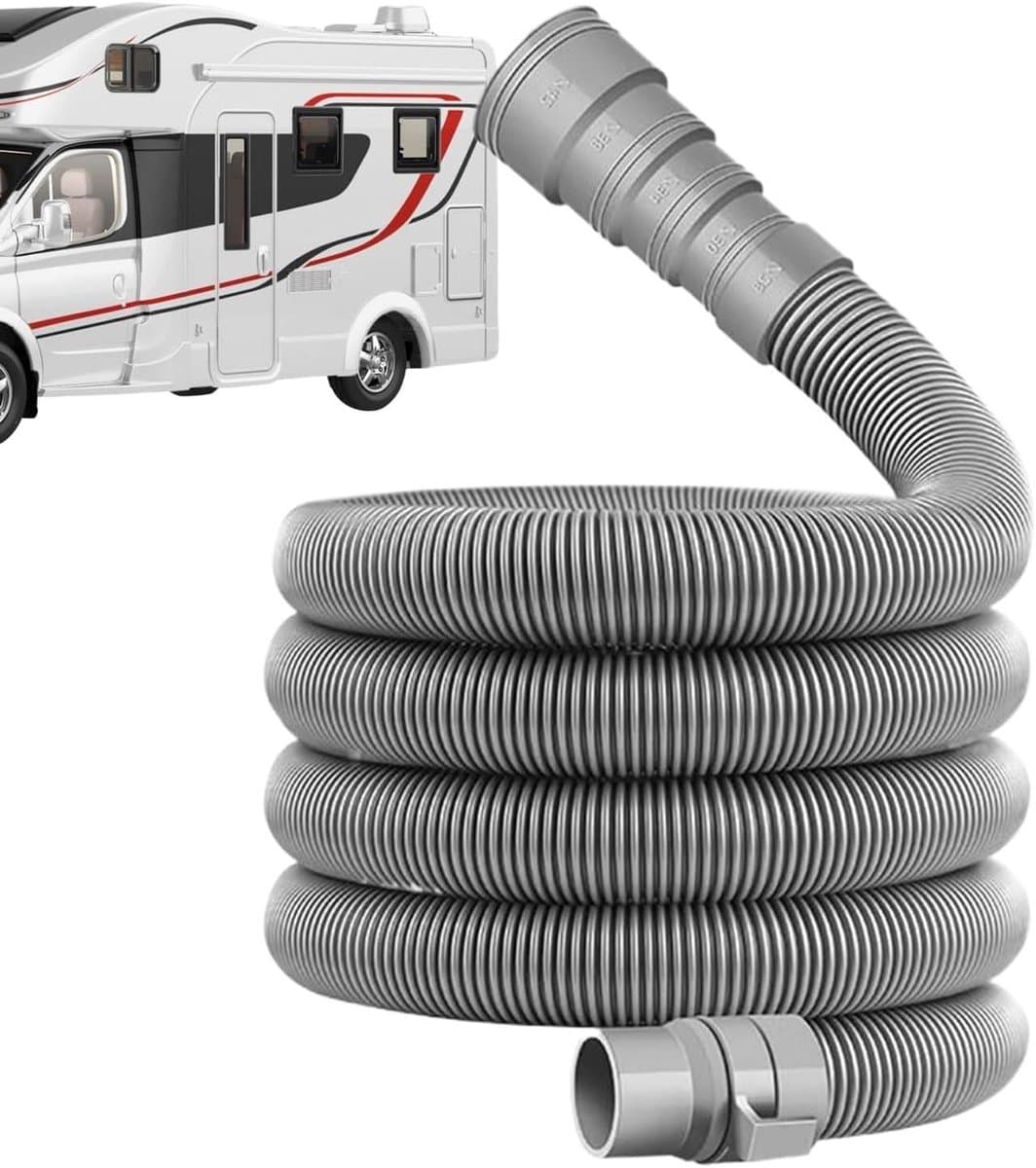 Afvoerslang Caravan - Vuilwaterslang Camper - Afvalwater Afvoeren - Verstelbare Lengte - 2/4/6/10m - Grijs — afbeelding 1