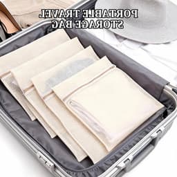 Premium Katoenen Wasnet Set van 4 Stuks, 100% Katoenen Waszak met Rits voor Ondergoed, Bh's en Delicate Producten tijdens het Wassen in de Wasmachine — thumbnail 2