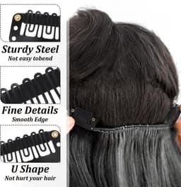 BRENZOOS- Pruikclips 50 stuks - U-vormige Metalen Clips - Haarverlengingen - Siliconen Bescherming - Koolstofstaal - 3,3 x 1,6 cm - Haarklemmen — thumbnail 4