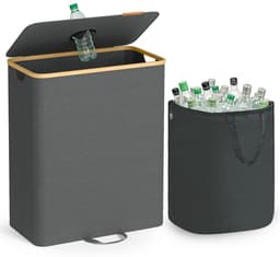 SONGMICS - Flessencontainer - 140L Recyclingbak met Deksel - Binnenzak - Voor Keuken — thumbnail 1