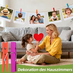 Mini Wasknijpers - Houten Knijpers - Handwerk Decoratie - Twee Maten - 200 Stuks - Meerkleurig — thumbnail 4