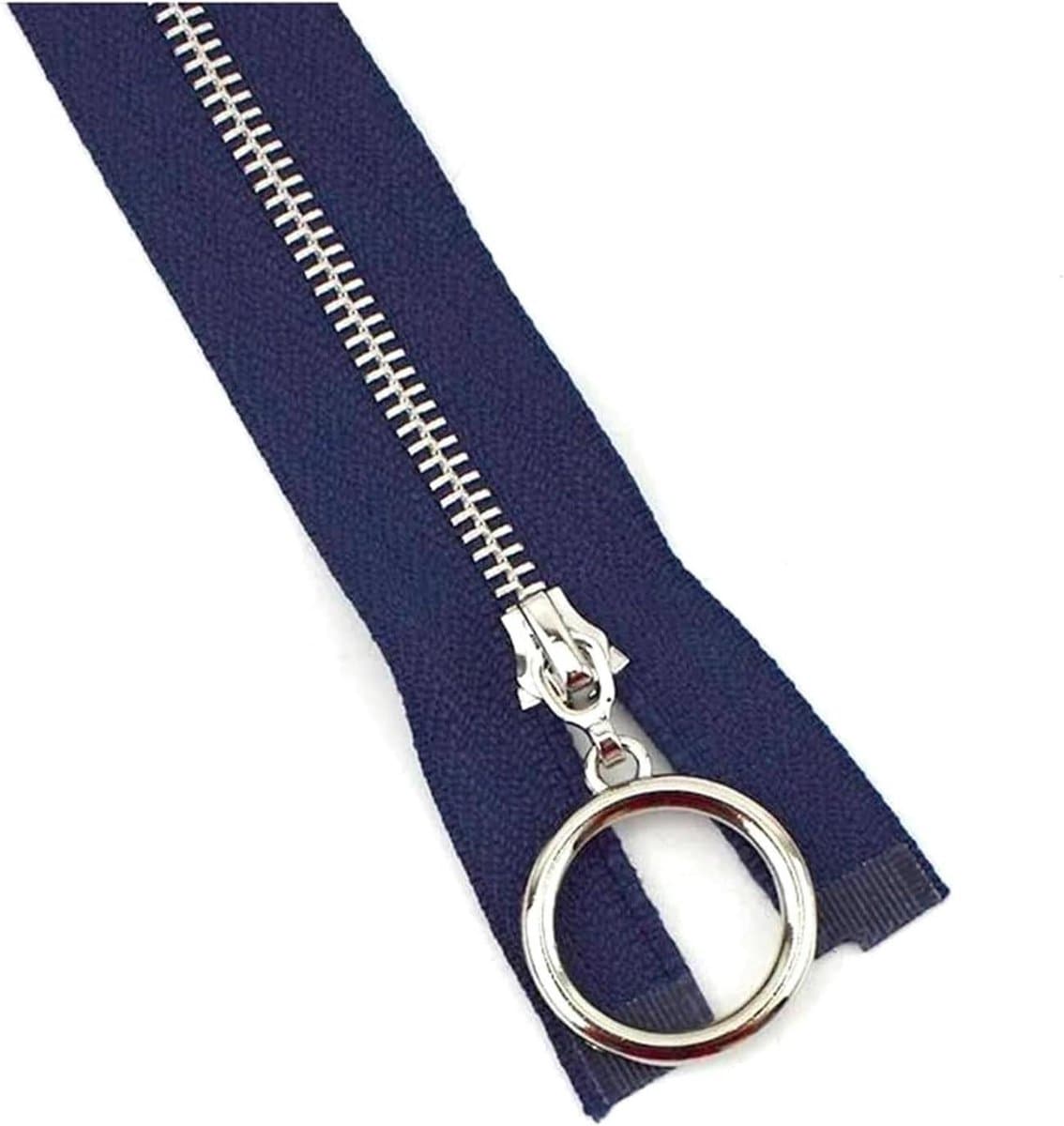 Metalen vervangende naaiende nylon ritsen, 5 stuks metalen ritsen sterke ritsen kleurrijke ritsen(Dark Blue,Open End 40Cm) — afbeelding 1