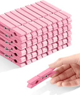 Wasknijpers - Kledingknijpers Clips - Feestdecoratie Ambachten - Sterke Grip Berkenhout - 50 stuks - Baby Roze — thumbnail 1