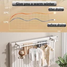Radiator Droogrek 2 Bars voor Kleding en Handdoeken - Compact en Efficiënt — thumbnail 3