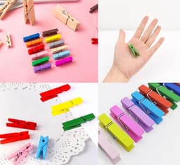 Houten Mini Knijpers - Kleine Clips - Foto's Ophangen - Natuurlijk Hout Materiaal - 100 Stuks - Gemengd — thumbnail 4