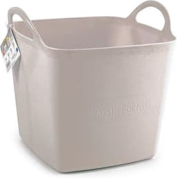Plasticforte Kuip/emmer/wasmand - 3x - flexibel - beige - 27 liter - vierkant - kunststof - 36 x 34 x 37 cm — thumbnail 2