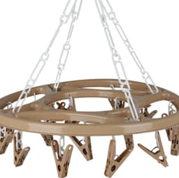 Urban Living Wasgoed droogcarrousel/droogmolen - 2x - 18 clips/knijpers - beige - kunststof - 32 cm — thumbnail 3