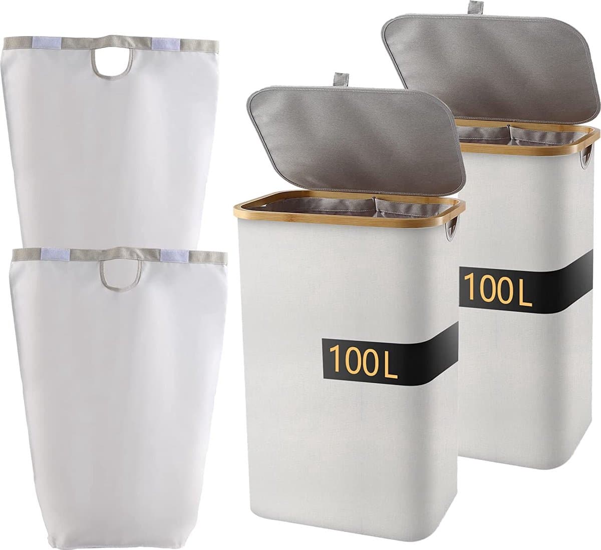 2pec × 100 L wasmand met deksel, wasmand, opening in twee richtingen, wasmandverzamelaar Wasmand met deksel, wasmanden — afbeelding 1