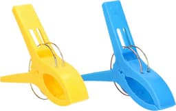 Jedermann Handdoekknijpers XL - 4x - blauw/geel - kunststof - 12 cm - wasknijpers — thumbnail 2