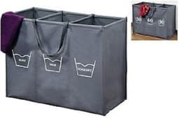 Wassorteerder - 150 L - Sorteer wasmand op Temperatuur - 30° 60° 90° - Wasbasket - Wasmand met 3 Vakken - 74 x 36 x 59.5Cm - Grijs — thumbnail 3